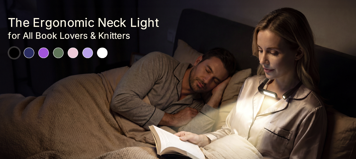 Rechargeable Clip-On Book Light for Reading in Bed, 3 Colors, Dimmable, Auto-Off Timer